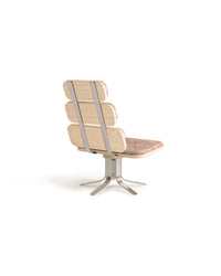 Modern chair with wooden seat and backrest on a white background